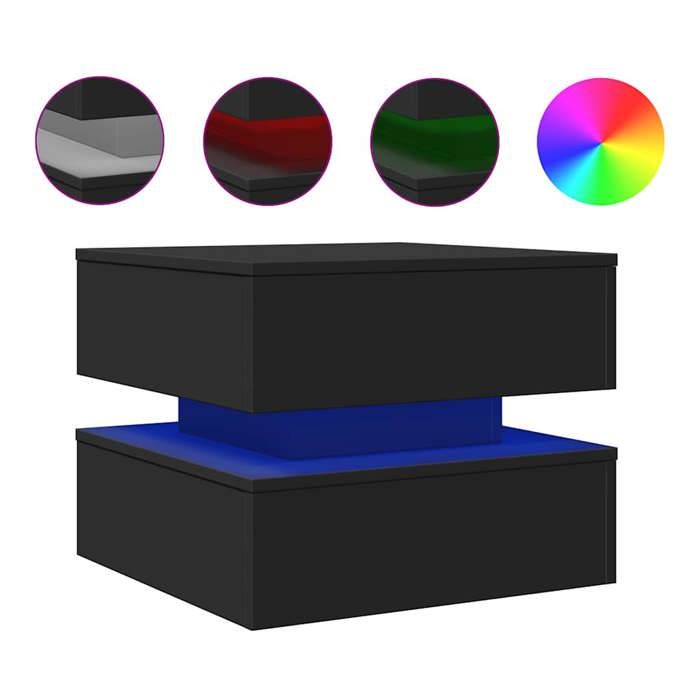 VENTE-FLASH Table basse - Petite table - avec lumières LED - noir 50x50x40 cm -(17344839855)VIDAXL
