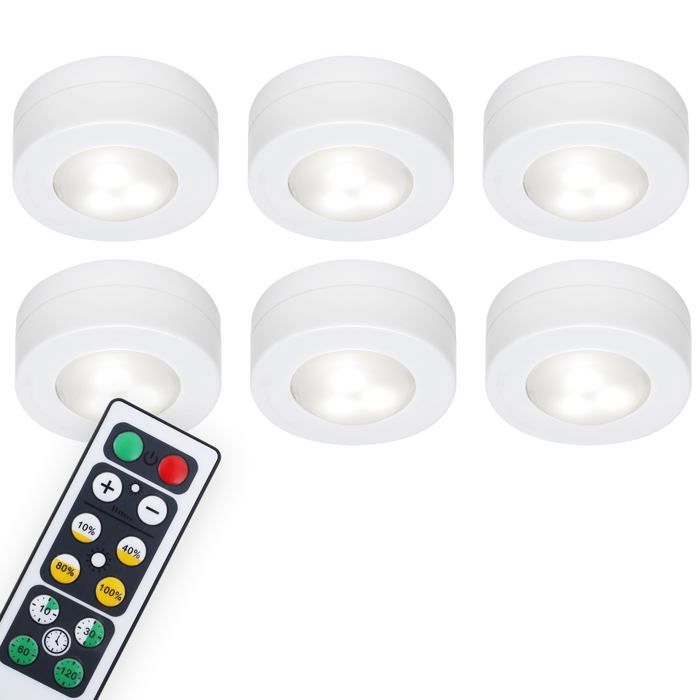 Leuchten - Lot de 6 éclairages darmoire LED avec télécommande intensité variable éclairage fonctionnel veilleuse pour chambre Leuchten - Lot de 6 éclairages darmoire LED avec télécommande intensité variable éclairage fonctionnel veilleuse pour chambre