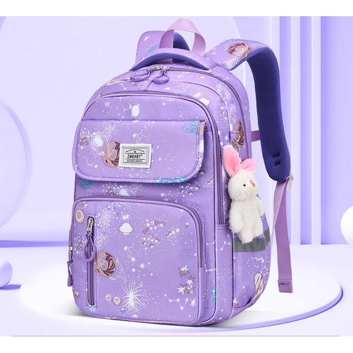 XJYDNCG Cartable Fille Primaire Sac À Dos Scolaire - 46x30x18cm - Motif Galaxie - Violet