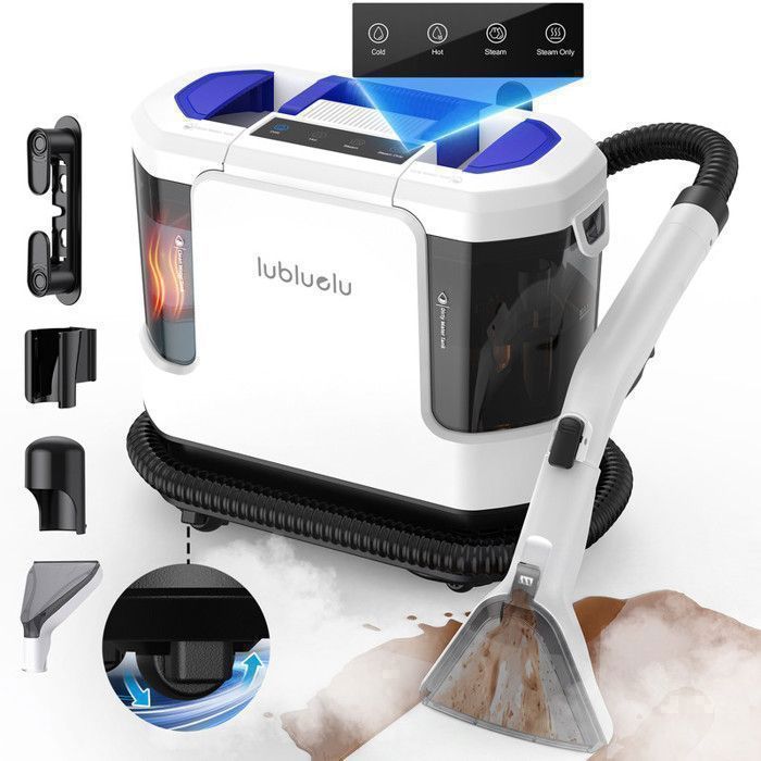 Lubluelu V11 Nettoyeur Vapeur 30kPa 1900W Aspirateur Laveur Tissus Double Réservoir 1 9L+1 1L 4 Modes Écran Tactile