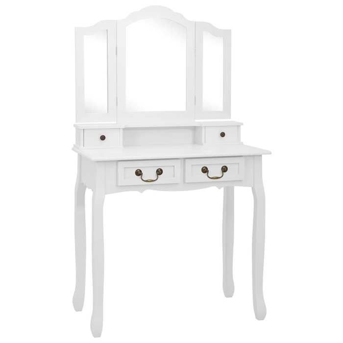 Meuble maquillage - vidaXL - CHIC - Ensemble de coiffeuse avec tabouret Blanc 80x69x141cm Paulownia@EUfuf30p