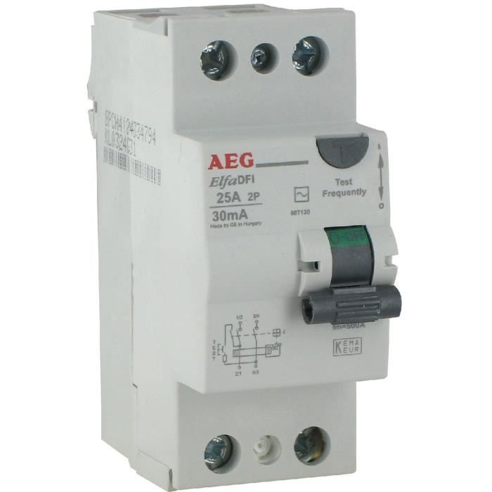 Interrupteur différentiel type AC AEG 2modules Int