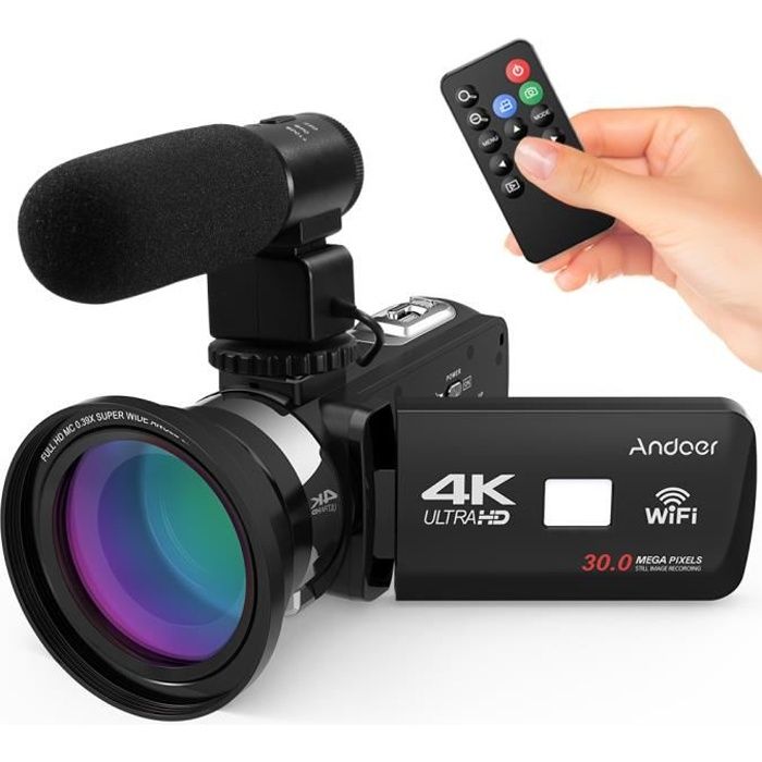 Andoer 4K Ultra HD WiFi Caméra vidéo numérique DV Zoom 16X Zoom 3.0