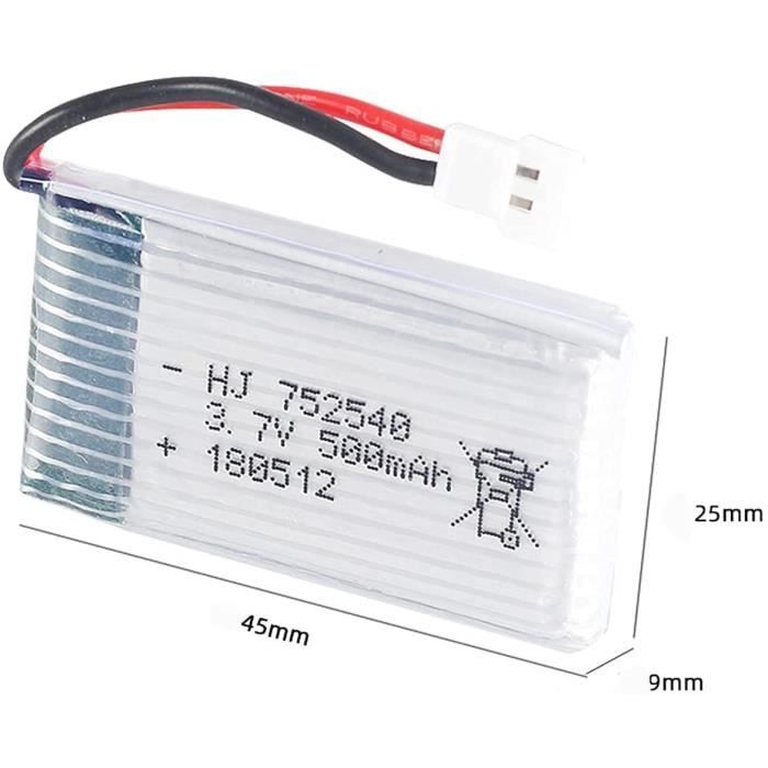 Batterie Lipo - YUNIQUE FRANCE - 3.7V - 500mAh - 3 pièces - Compatible Drones Syma et Cheerson Batterie Lipo - YUNIQUE FRANCE - 3.7V - 500mAh - 3 pièces - Compatible Drones Syma et Cheerson
