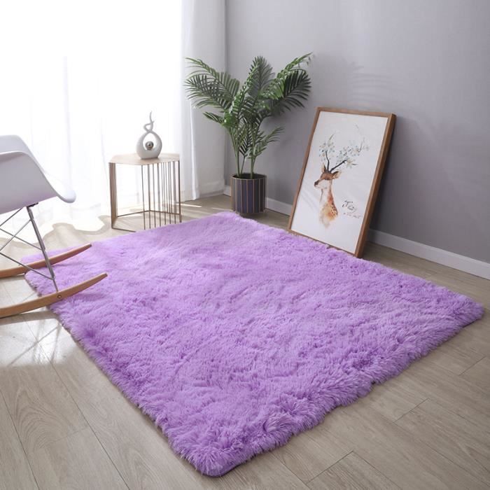 Violet et argent tapis épais sol tapis salon chambre à coucher petit extra large 