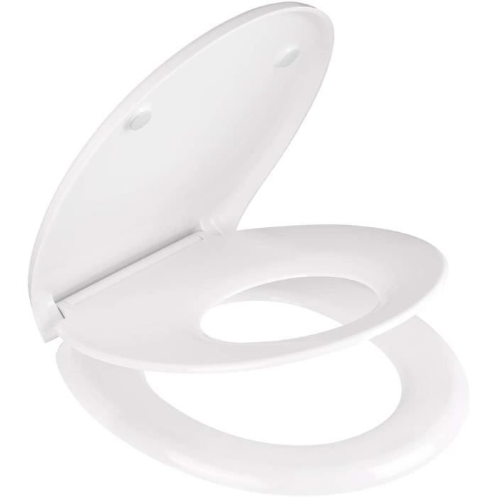 Abattant WC Familial Lunette de Toilette avec Si ge Enfant pour
