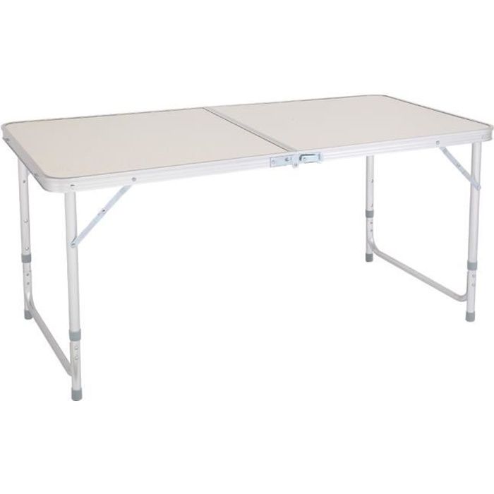  Table de Camping Pliable Pique-Nique r&eacute;glable en Hauteur en Aluminium 120*60*70cm 