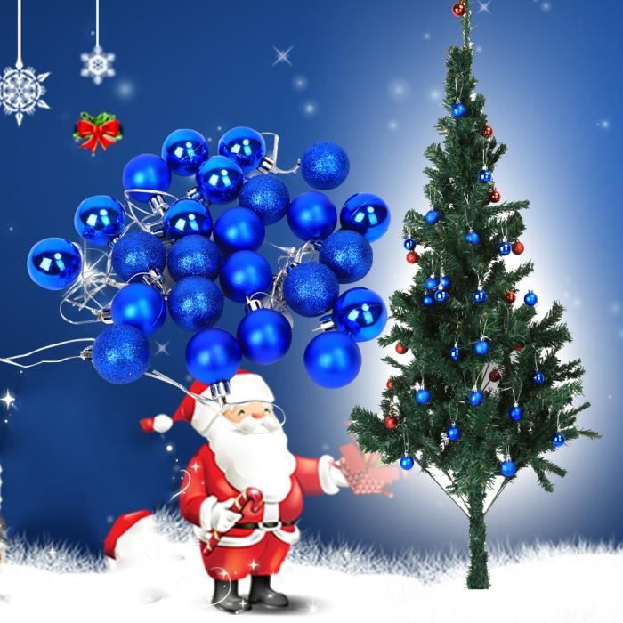 Boule de Noel Sapin de Noel Boules 3cm 24pcs Ambiance Decoration Noel Rouge