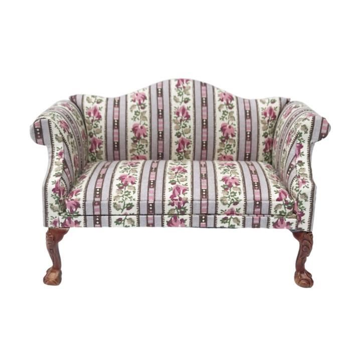 Mini Canapé Décoratif Pour Maison De Poupée - Style Vintage, Rayures, Accessoire Déco Ou Jouet