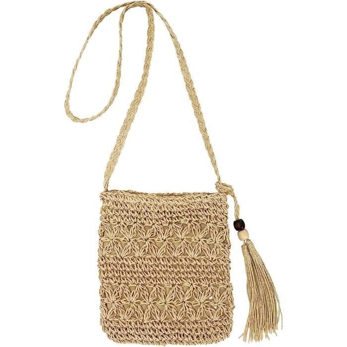 Sac top paille pompon