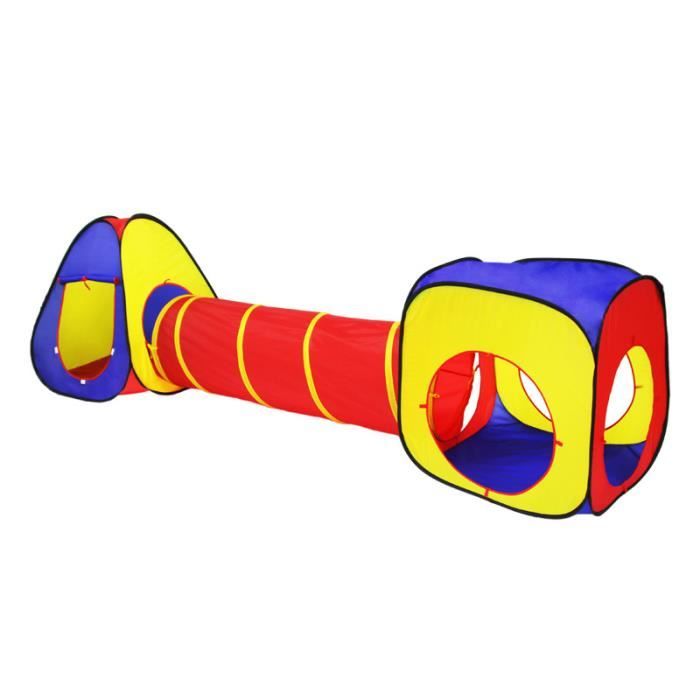 Tente Pop Up Kids Tunnel Playhouse et Piscine, Color Block Combinaison Kids Tent 3-Pack Portable 