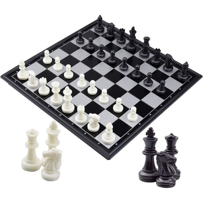 Jeu D’Échecs 3 En 1 Magnétique – Pliable – 32×32 Cm – Échecs, Dames, Backgammon – Voyage