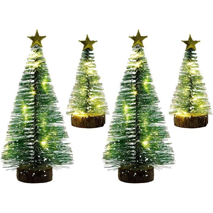 4 Pièces Mini Sapin De Noël Lumineux 15Cm10Cm Mini Arbres De Givre De Neige Sapins De Table Led