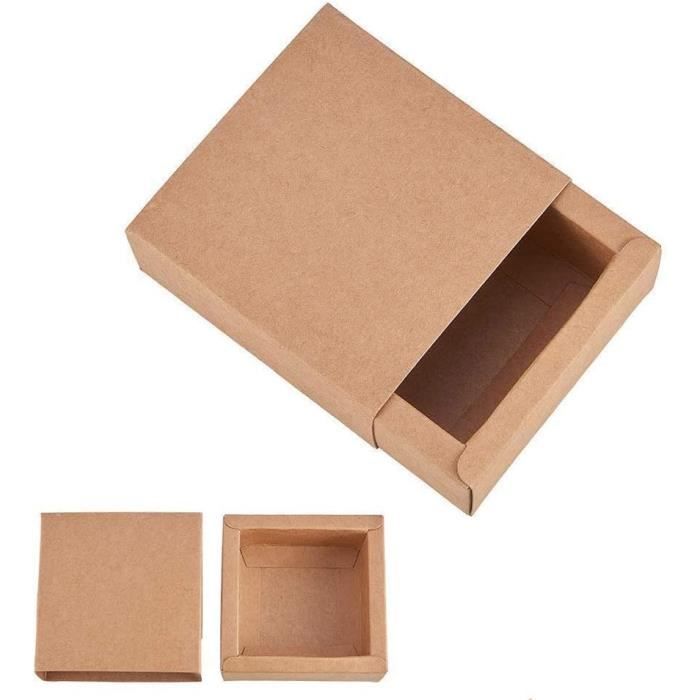 Lot De 24 Boîtes à Bijoux En Carton Marron Kraft Avec Pendentifs