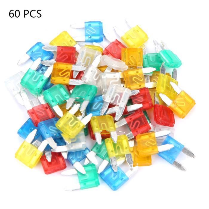 AIZ 60 Pcs Multicolore Profil Petite Taille Mini Lame Fusible Assortiment Auto Voiture Camion Fusibles Ensemble (S)