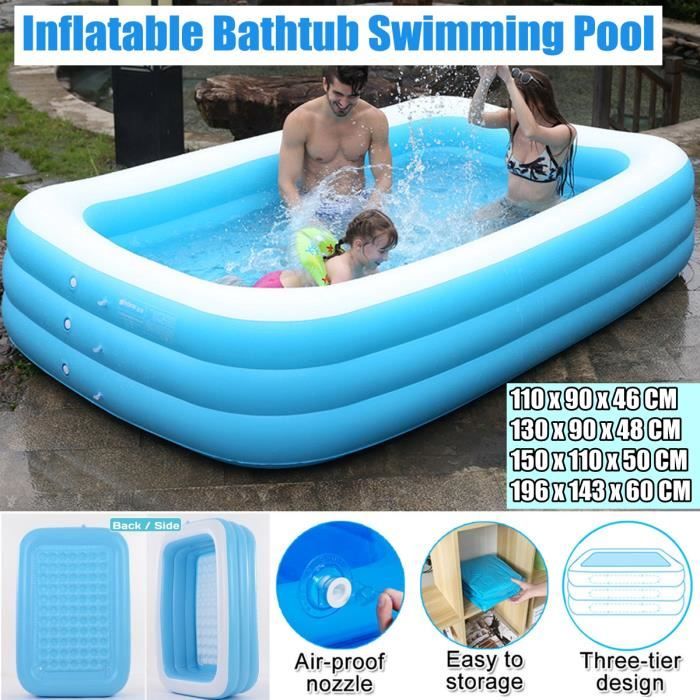 piscine gonflable grande 2 couches solide bulle pour personnes enfant jouet jardin exterieur 130 x 88 x 45 cm cdiscount jardin