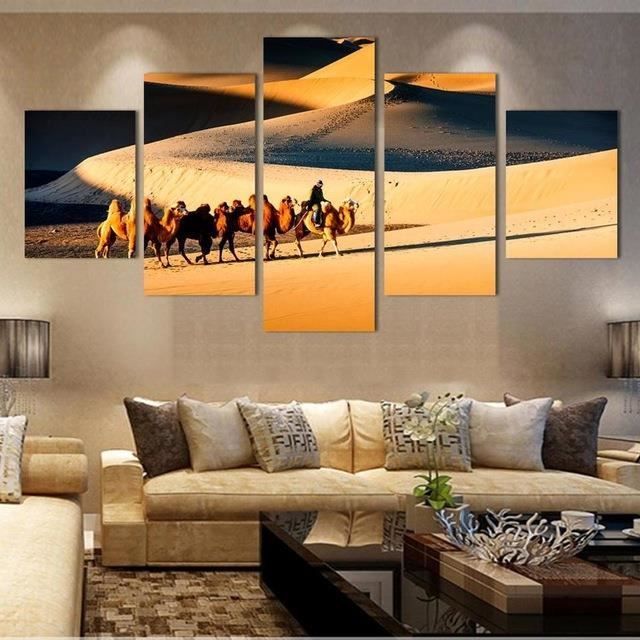 Désert chameau clocher moderne peinture murale 5 pièces mur art paysage  désert peinture à l'huile pour salon - Achat / Vente objet décoration  murale - Cdiscount