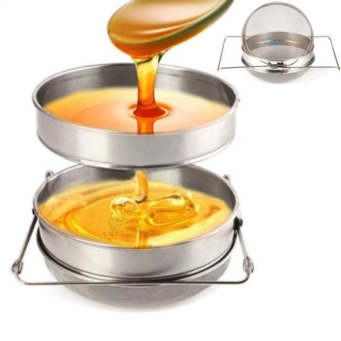 Filtre de miel Acier inoxydable Double Tamis Passoire Métal Crépine Tamis