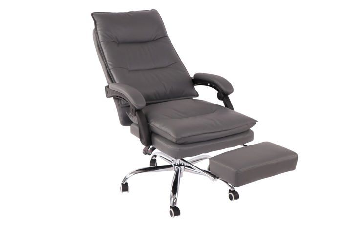fauteuil de bureau avec repose-pied et dossier ajustable en synthetique gris