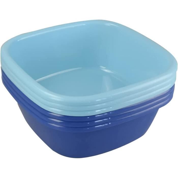 Bassine Cuvette Carree Plastique, Bleu Clair et Bleu Profond, 6 Paquets