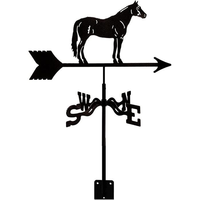 Girouette Cheval Métal Rétro - Décoration Toit Ou Jardin - En Acier Inoxydable, 50 Cm - Indicateur Vent Directionnel