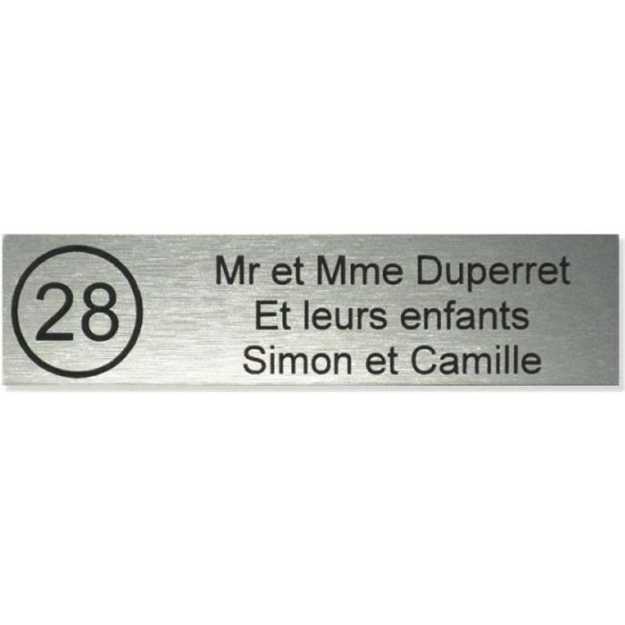 Texte Noir Fabriquée en France 2 Lignes Format Standard 100 x 25 mm Or Plaque de Boîte aux Lettres Personnalisable Adhésive