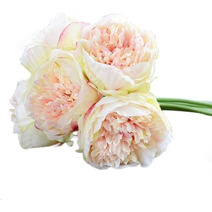 HFJKFW-5 Pcs Fleurs Artificielles Pivoine Blanche Fleurs De Pivoines Fleurs  en Soie Pivoine Bouquet De Mariée Bouquet De Fleur[1224] - Cdiscount Maison