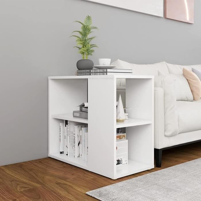 Chusui Buffet Blanc Armoire De Rangement 92x35x75 Cm – Meuble Lateral En Bois Multicoque Avec Étagères – Pour Salon, Chambre, Couloir