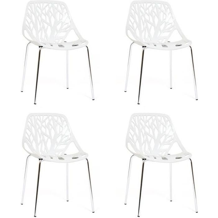 Lot de 4 chaises blanches - Lily - DESIGNETSAMAISON