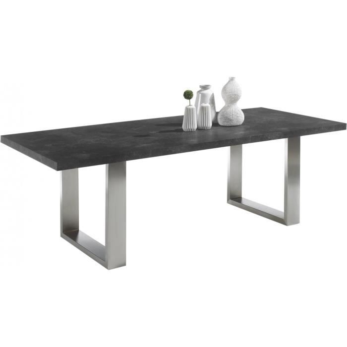 Table à manger gris anthracite béton design avec son piètement acier