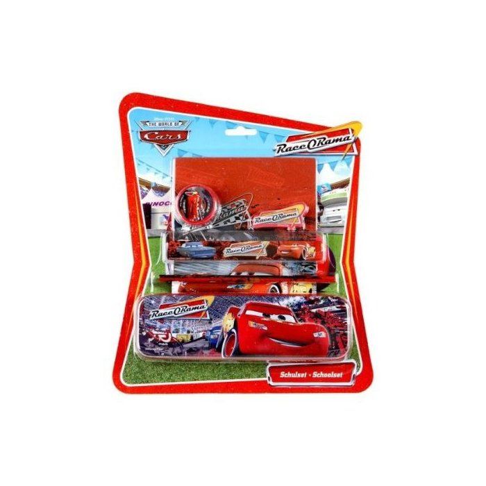 Set Scolaire Cars 6 Pieces Kit Ecriture Disney Crayon Gomme Regle Taille Crayon