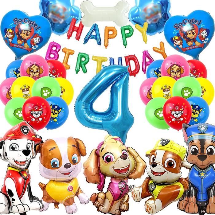 Decoration Anniversaire Pat Dog Patrouill 4 Ans, 31 Pièces Ballon