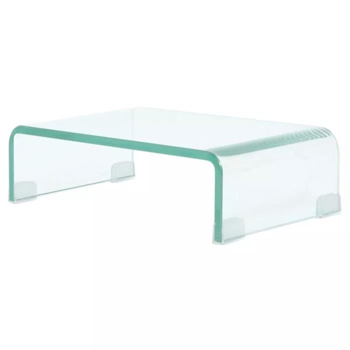 meuble tv - well1597 - buffet bas meuble hi-fi - verre trempé 12mm - transparent