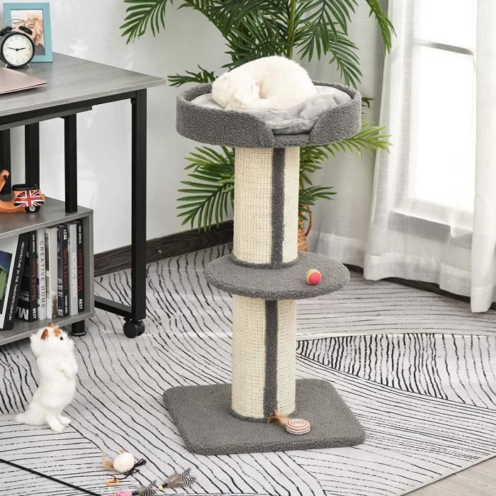 Arbre à Chat En Sisal Avec Plateforme Et Coussin Couleur Sable Clair Pour Chats Moyens 98606478
