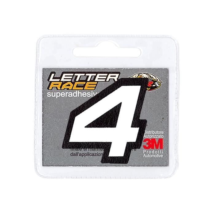 Lettres Adhésives - 4R QUATTROERRE.IT - Numéro 4 - Cuir Écologique - 45 mm - Blanc