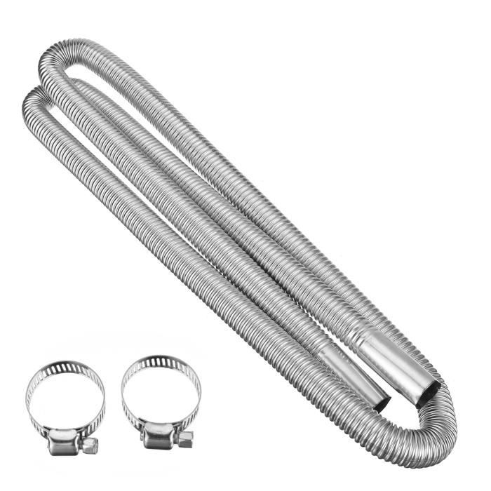 Tuyau D'Échappement Avec Silencieux 200cm - Flexible Acier Inoxydable Pour Chauffage Diesel Avec 2 Pinces - Portable Et Robuste