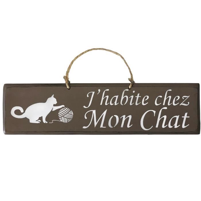Plaque En Bois Taupe J Habite Chez Mon Chat Achat Vente Objet Decoration Murale Soldes Sur Cdiscount Des Le 20 Janvier Cdiscount