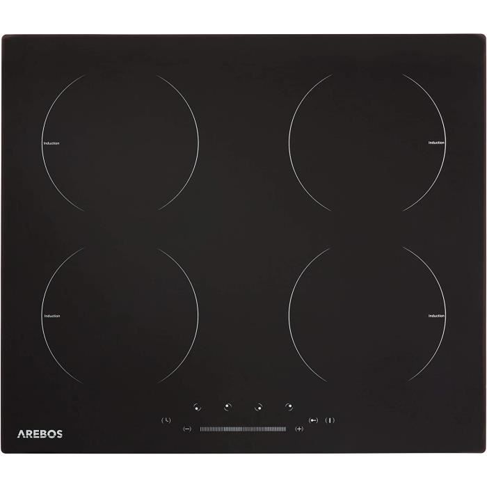 Plaque à Induction Arebos 3500W – 2 Feux – Fonction Minuterie – Noire – Neuve
