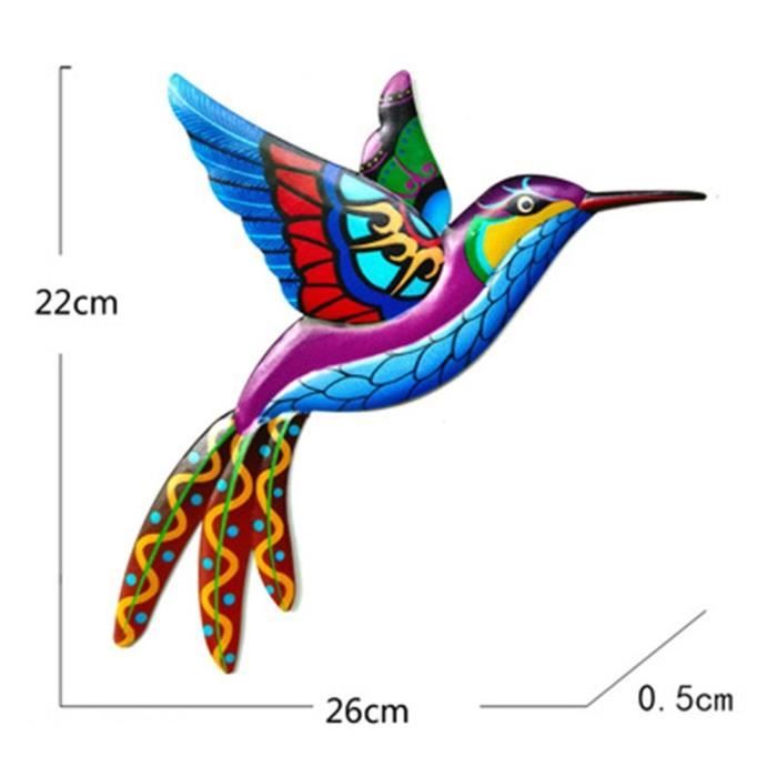 Déco Murale Colibris Métal - Lot De 4 - Coloré - Pour Intérieur Et Extérieur - Cadeau Original