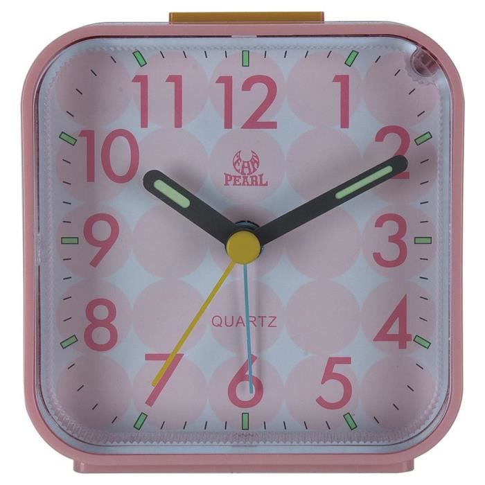 Réveil Analogique Silencieux Avec Veilleuse Et Snooze – Cadran Coloré, Aiguilles Lumineuses – Pour Enfants, Éducatif – Fonctionne Sur Piles