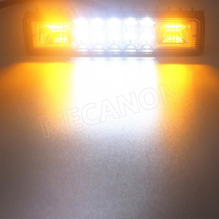 Blanc et ambre - Barre lumineuse LED stroboscopique 48W, blanc