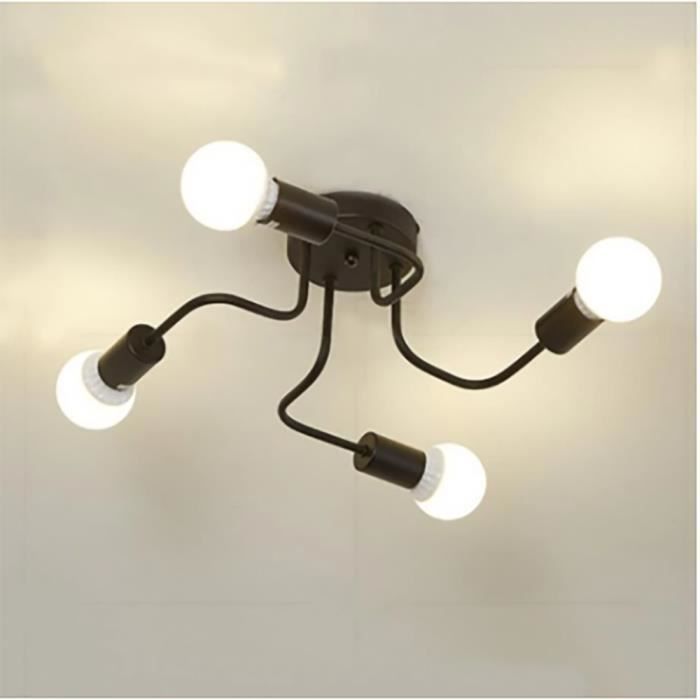 Plafonnier led en fer noir au design moderne Lustre ampoules E27 éclairage dintérieur luminaire décoratif de plafond
