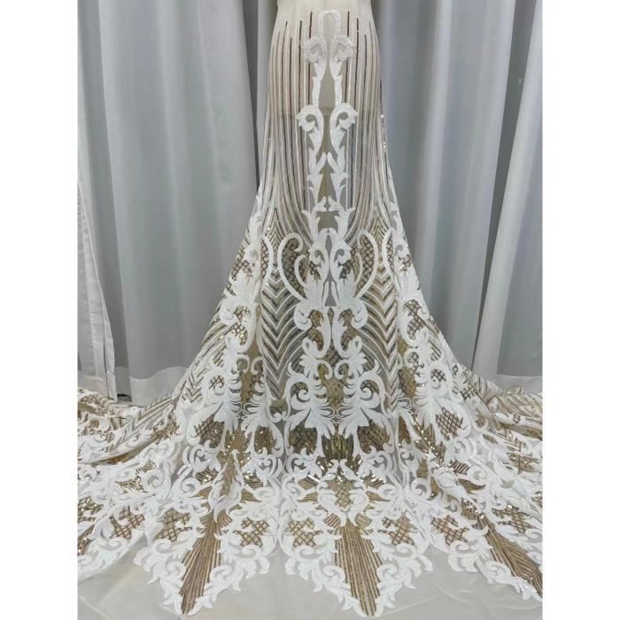 Tissu brodé pour robe de mariée deals