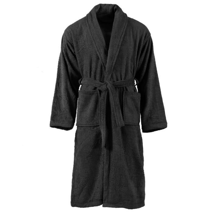 Peignoir unisexe Haut de gamme Terry 100 Coton Noir M 411895 Tendances