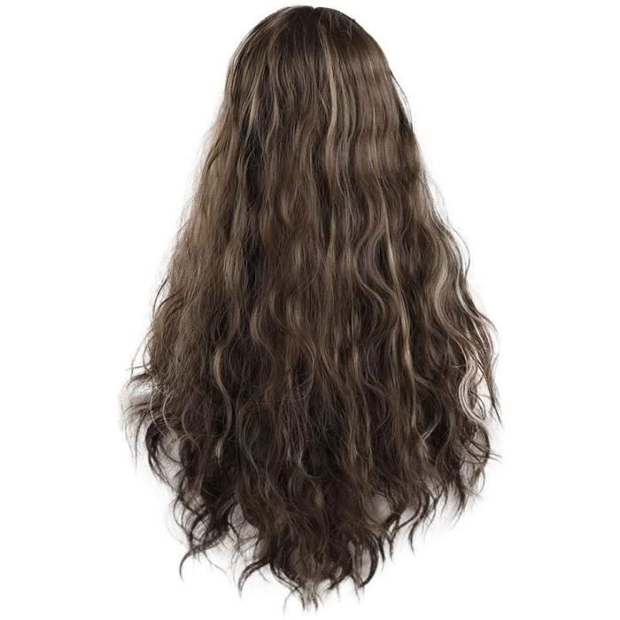 Boucle perruque de cheveux fins en mlange de soie marron haute temprature  pour femme Bonnet Perruque[7912] - Cdiscount Au quotidien