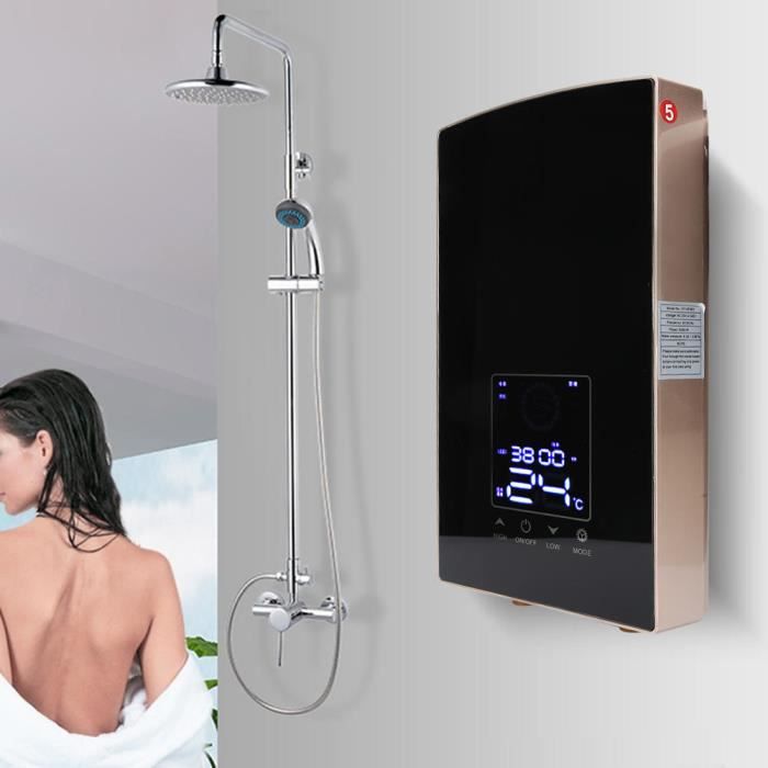 Chauffe-eau électrique instantané à commande vocale mural Tbest - 220-240V (or)