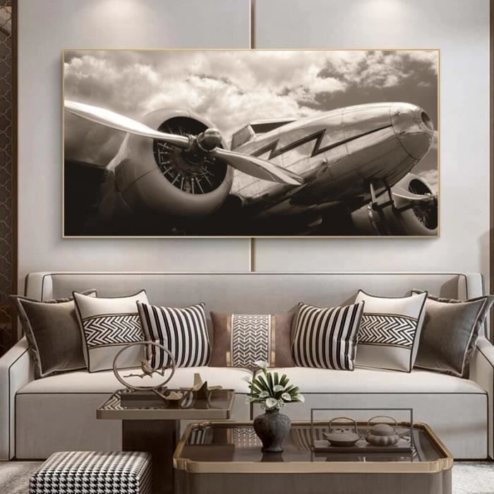 POSTER DÉCO AVION MILITAIRE Sur Toile - Impression D'art Murale Moderne - NEUF Monté Sur Châssis