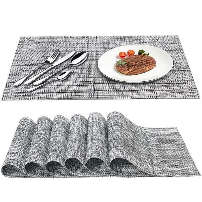8 PCS Set Tapis de Table en PVC Isolation Thermique Antitache Mats de Table- brun - Maison