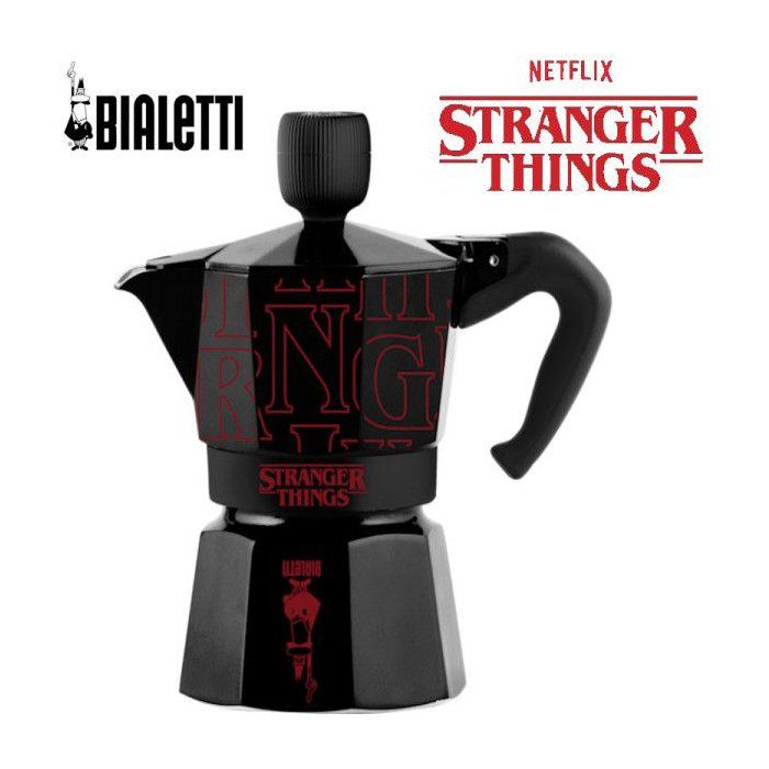 Cafetière italienne - BIALETTI - Moka express - Collection Stranger Things - 3 tasses - 130 ml - Noir / Rouge