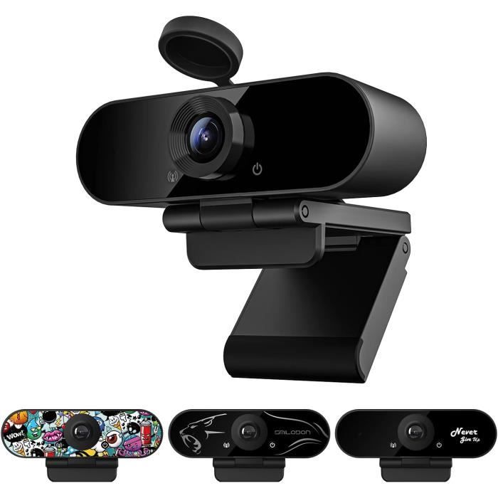 Webcam 1080P Full HD Avec Couverture Confidentialité - Grand Angle, Micro Anti-bruit, Plug & Play USB